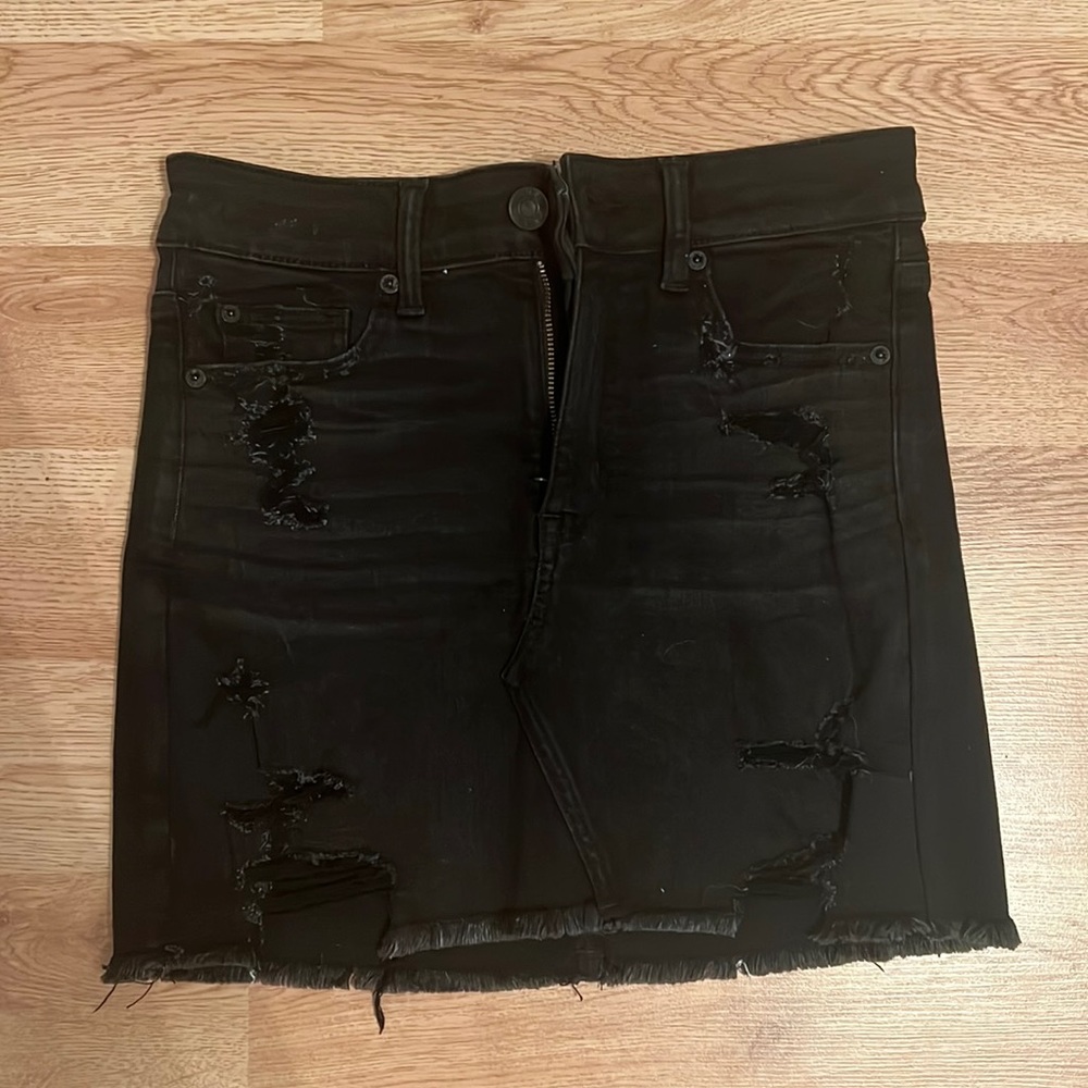 Black denim skirt